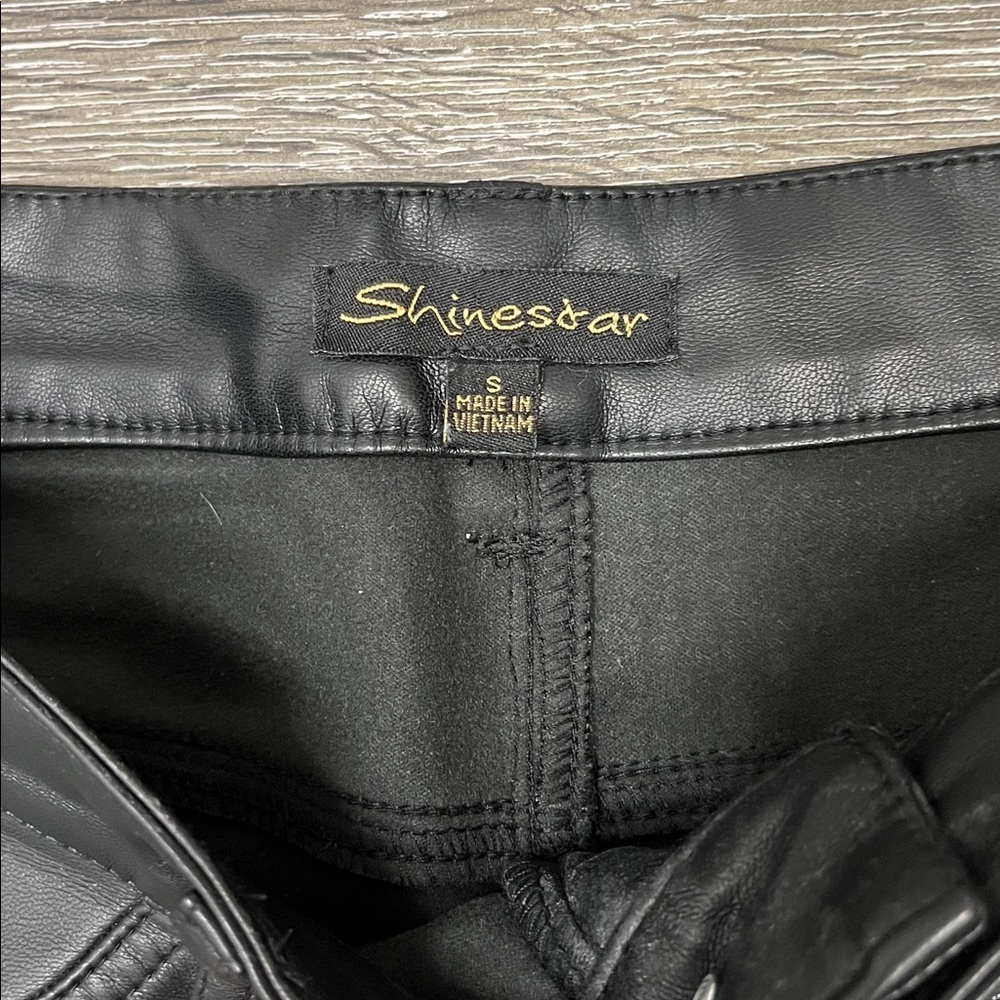 Shinestar Black Faux Leather Skinny Pants size small - Picture 3 of 6